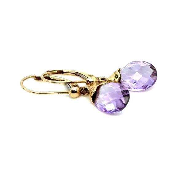 Lovely 10K Gold Briolette Amethsyt Earrings